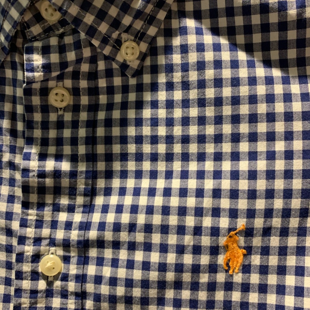 Ralph Lauren Gingham Navy Short Sleeve Boys 6.